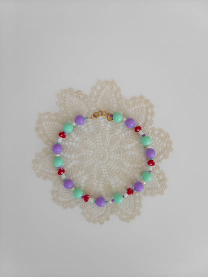 Collar seta lila y aguamarina