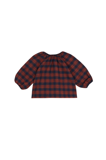 saunders plaid balloon blouse
