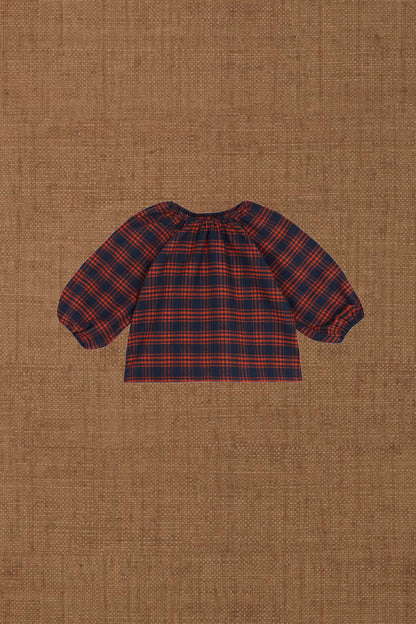 saunders plaid balloon blouse